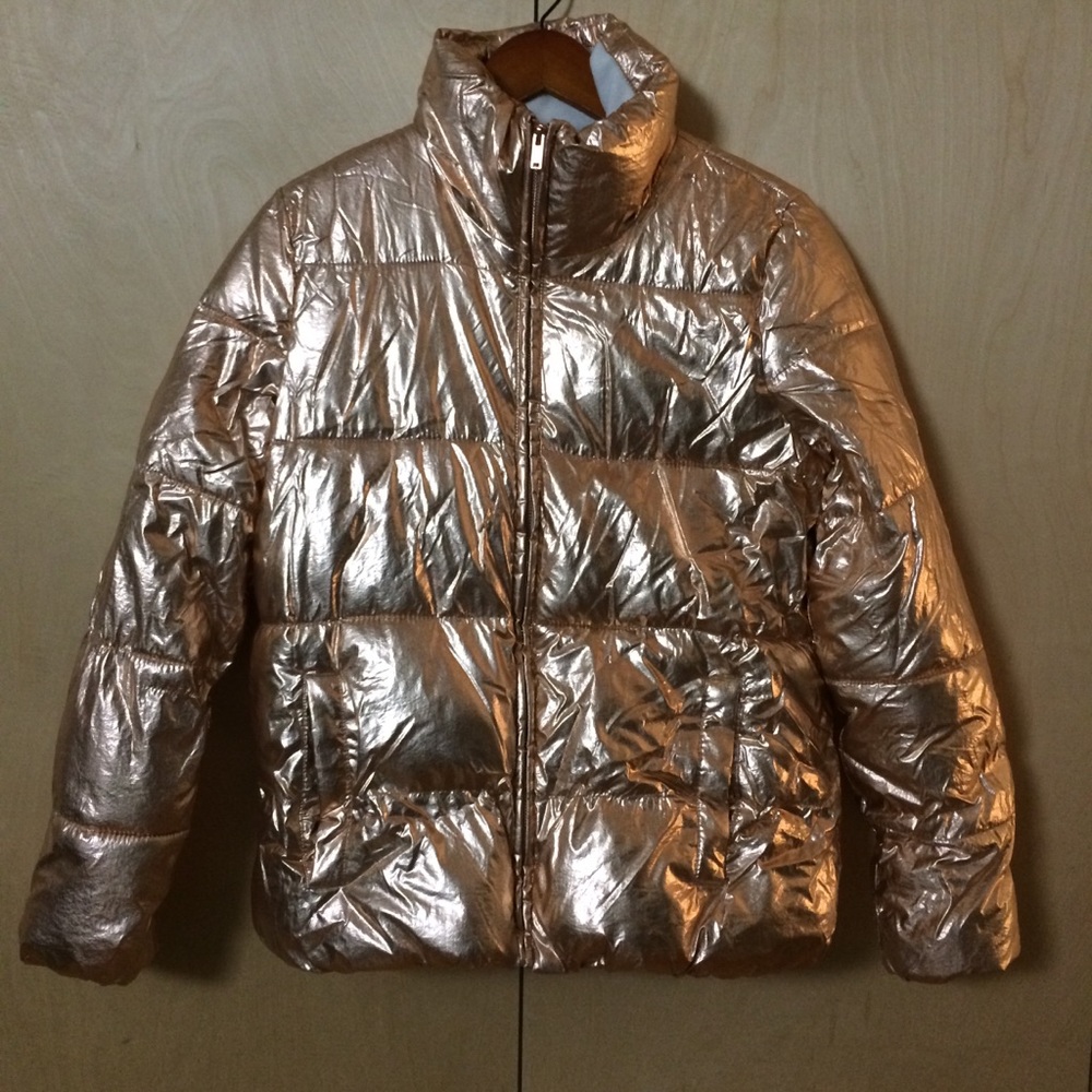 Old Navy sz M gold metallic shiny coat jacket